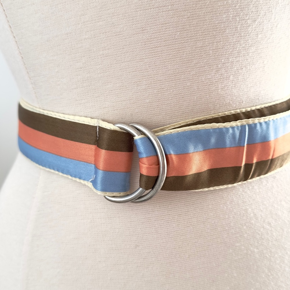 Jacob Connexion Belt – Brown, Coral & Sky Blue Stripes, Padded Style - Picture 4 of 5